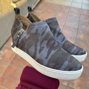 Susina Camouflage Zippered Wedge Sneakers